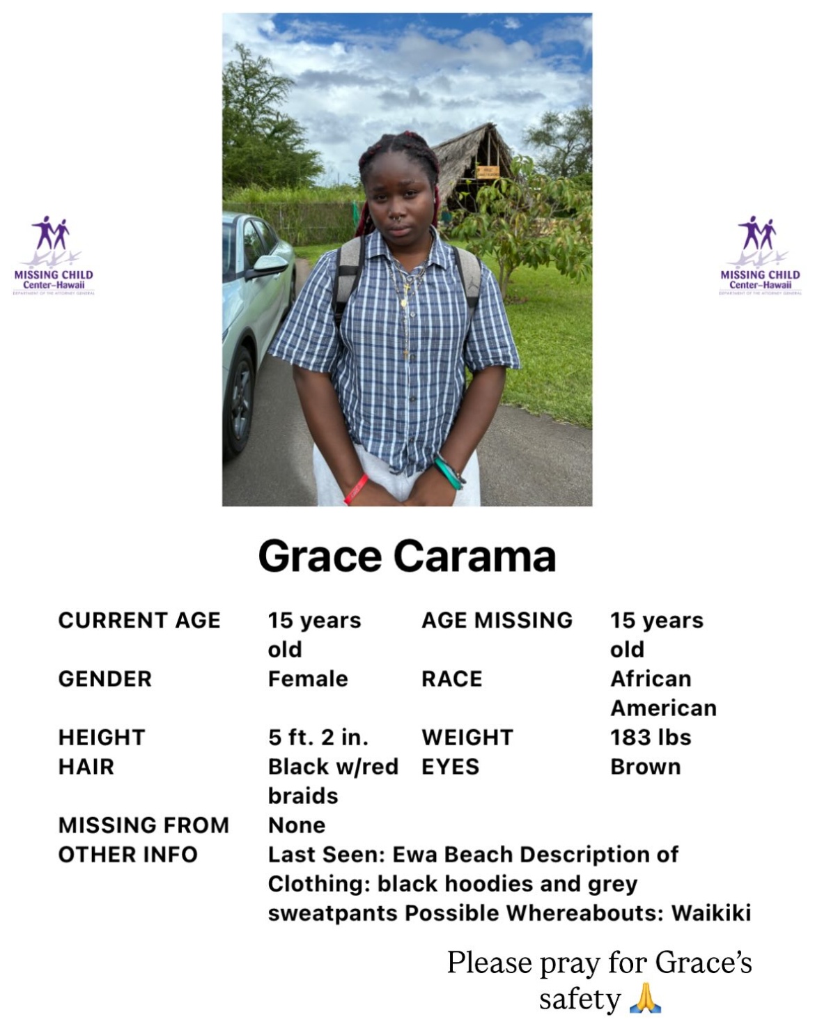 MISSING PERSON - Ewa Beach | Stolen Stuff Hawaii