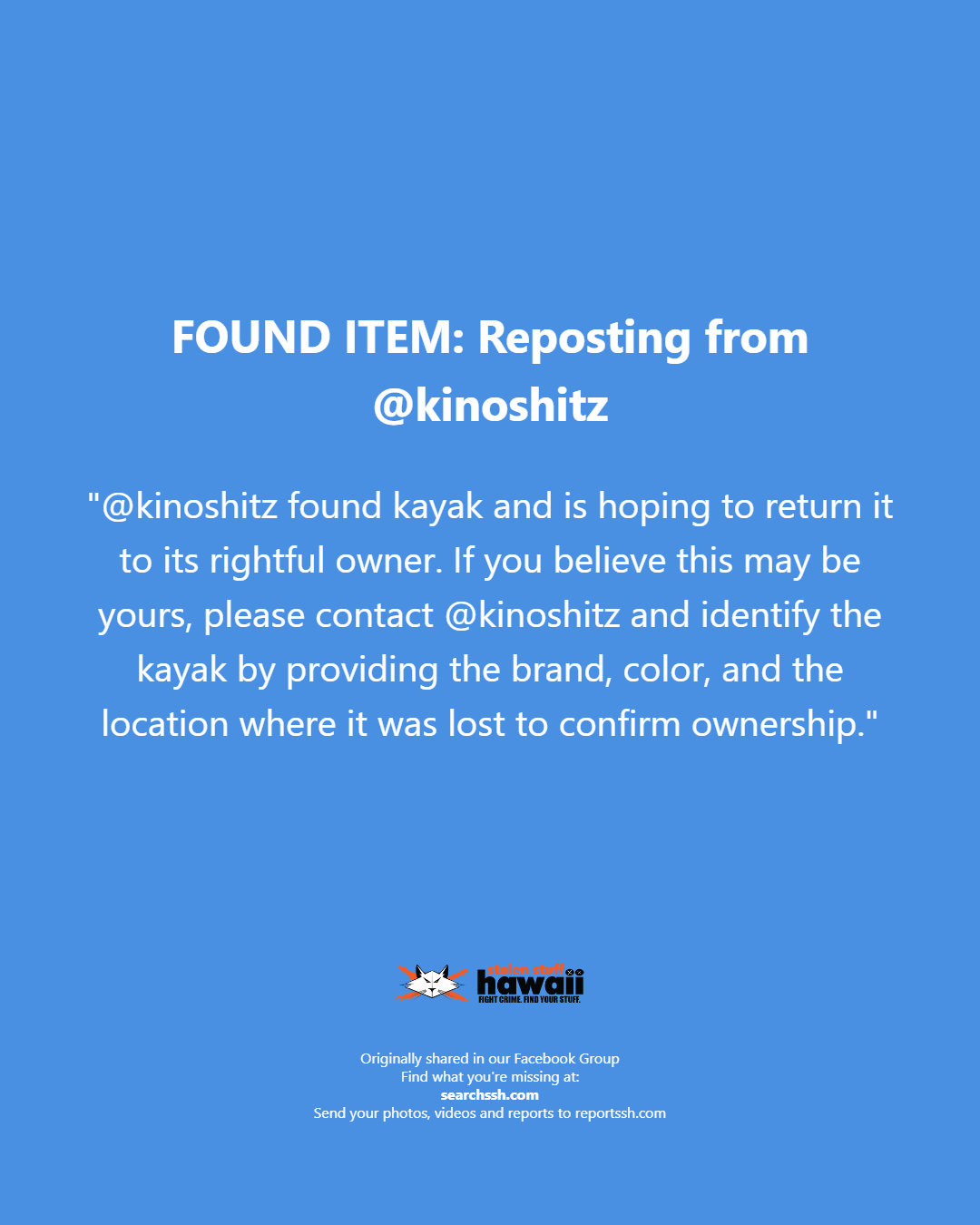 FOUND ITEM - Unknown | Stolen Stuff Hawaii