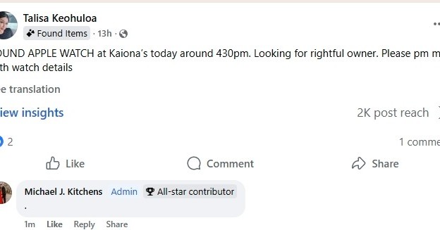 FOUND ITEM - Oahu | Stolen Stuff Hawaii