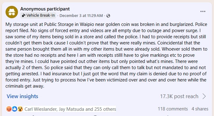 BURGLARY - Oahu | Stolen Stuff Hawaii