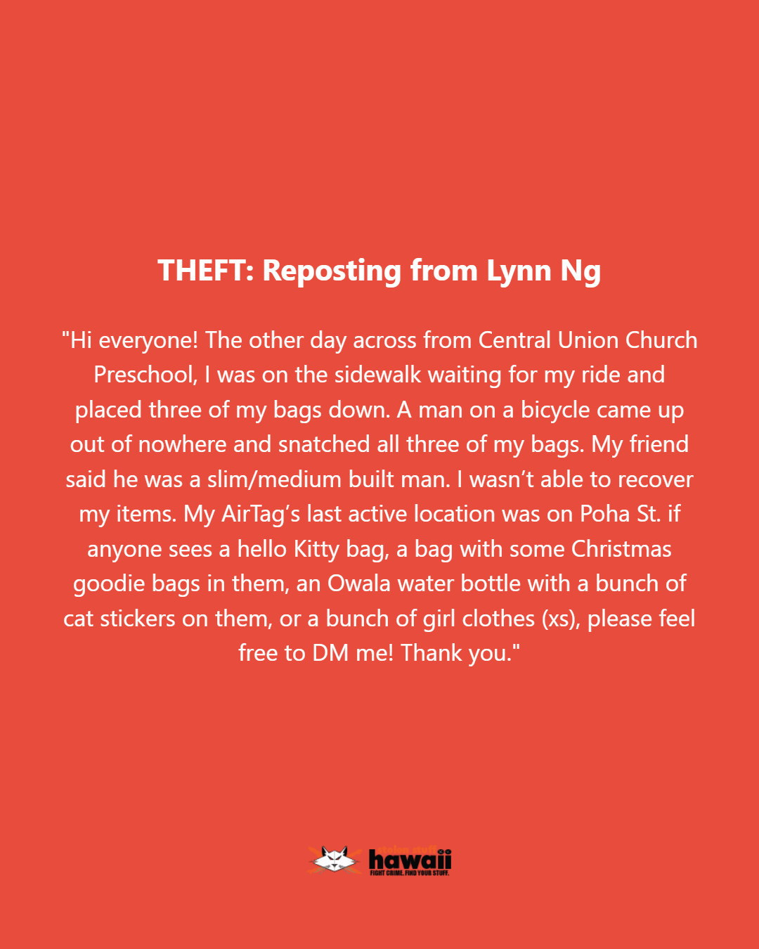 THEFT - hawaii | Stolen Stuff Hawaii