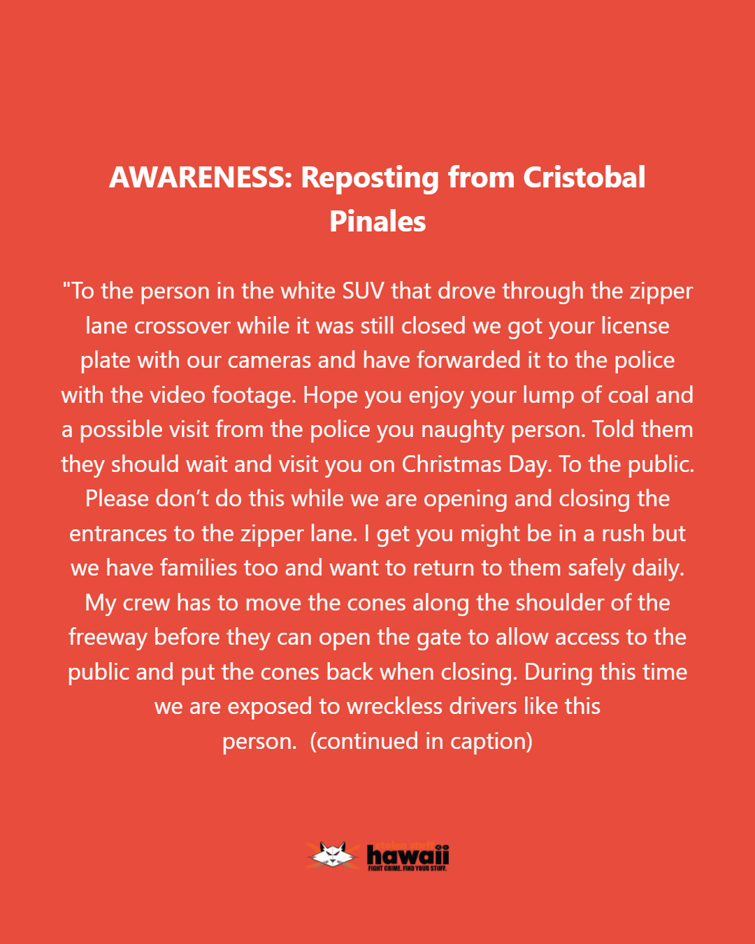 AWARENESS - Oahu | Stolen Stuff Hawaii