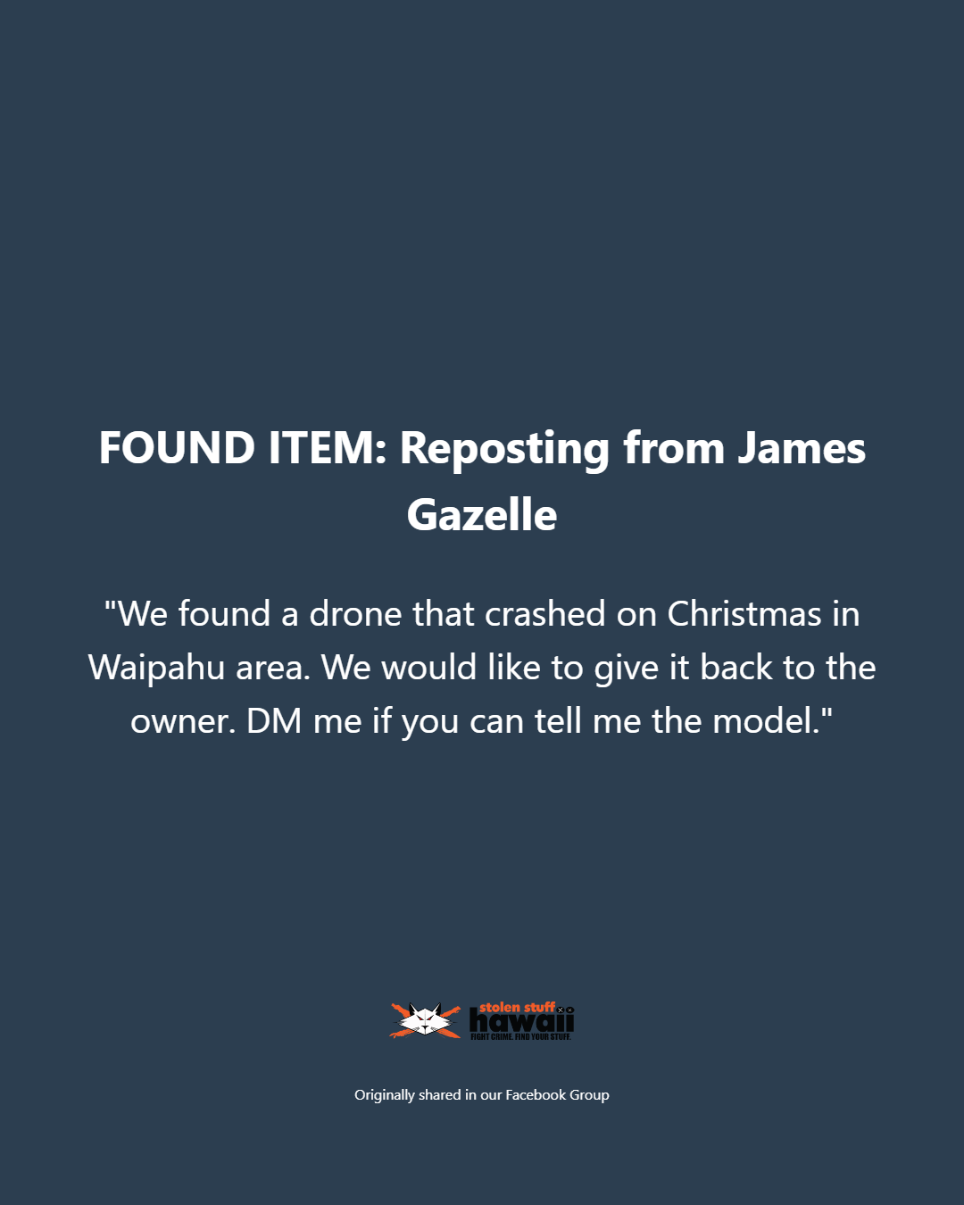 FOUND ITEM - Oahu | Stolen Stuff Hawaii