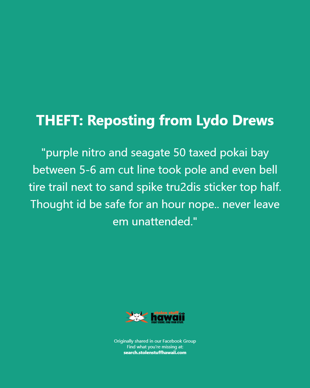 THEFT - Oahu | Stolen Stuff Hawaii