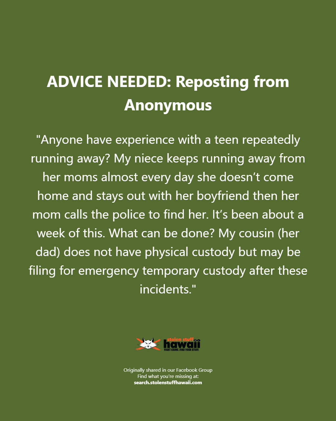 ADVICE NEEDED - Oahu | Stolen Stuff Hawaii