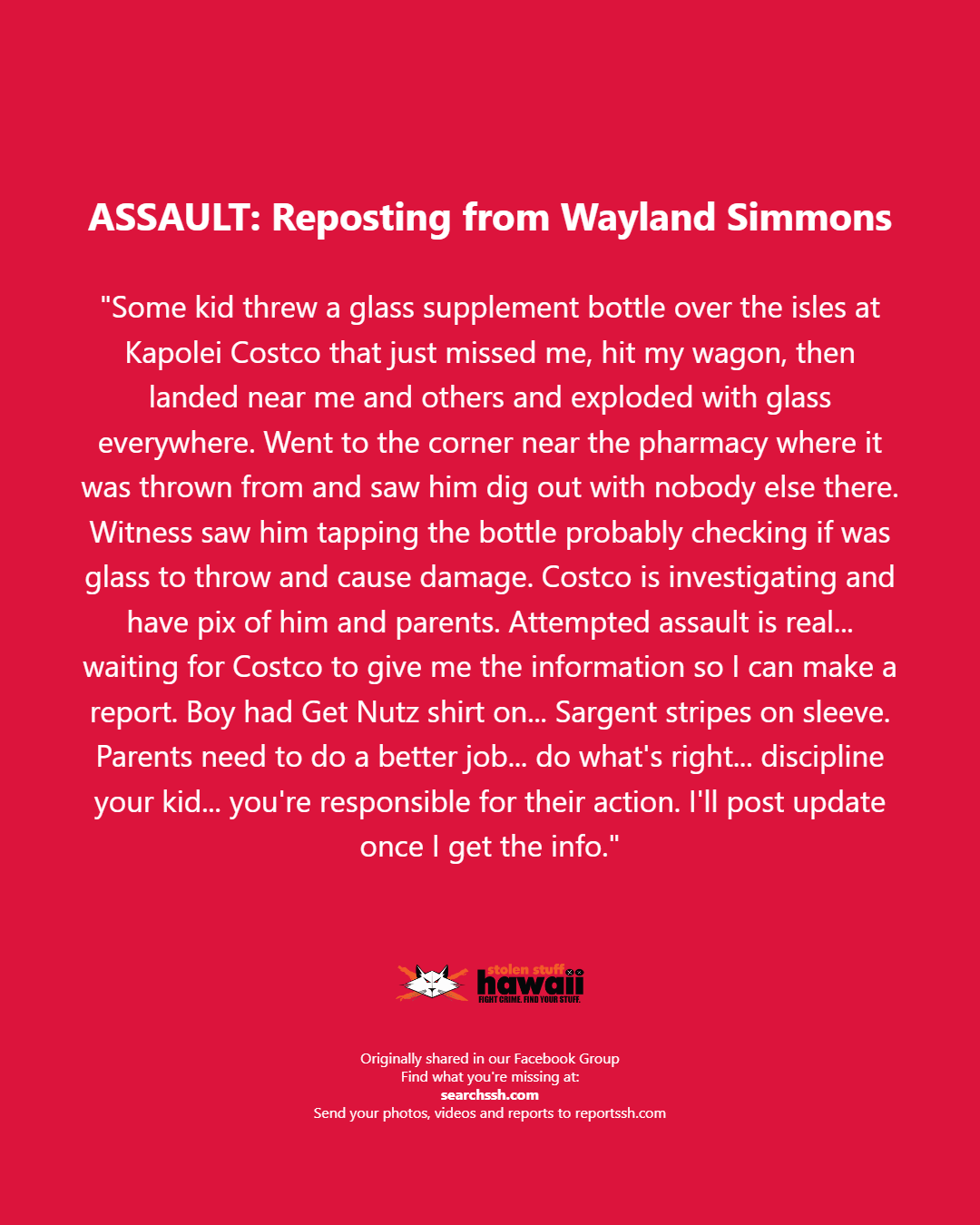 ASSAULT - Oahu | Stolen Stuff Hawaii