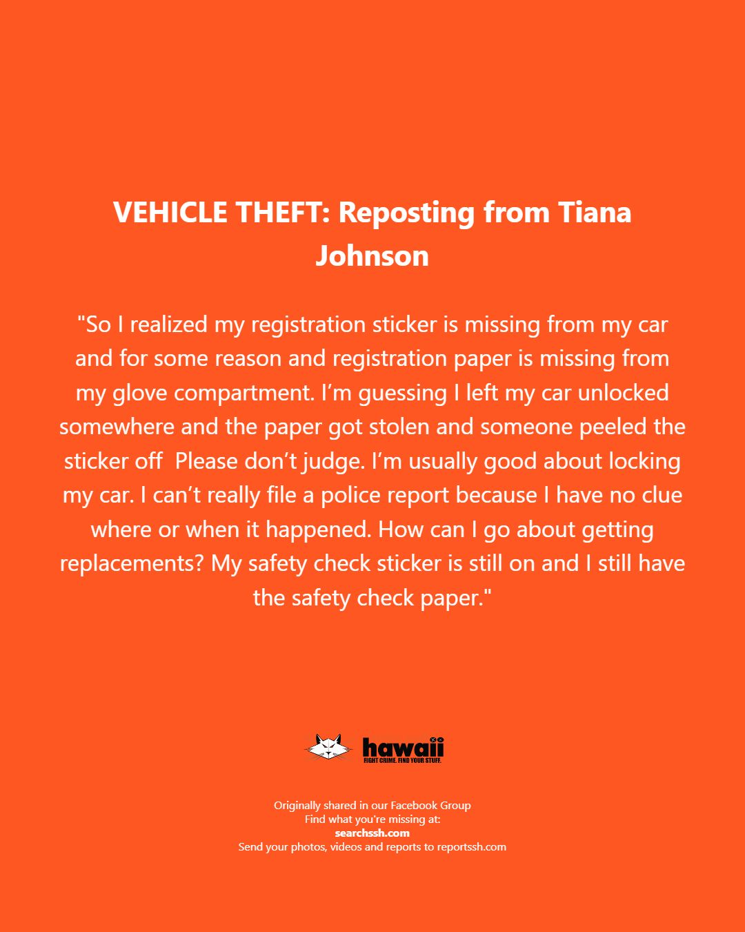 ADVICE NEEDED - Oahu | Stolen Stuff Hawaii
