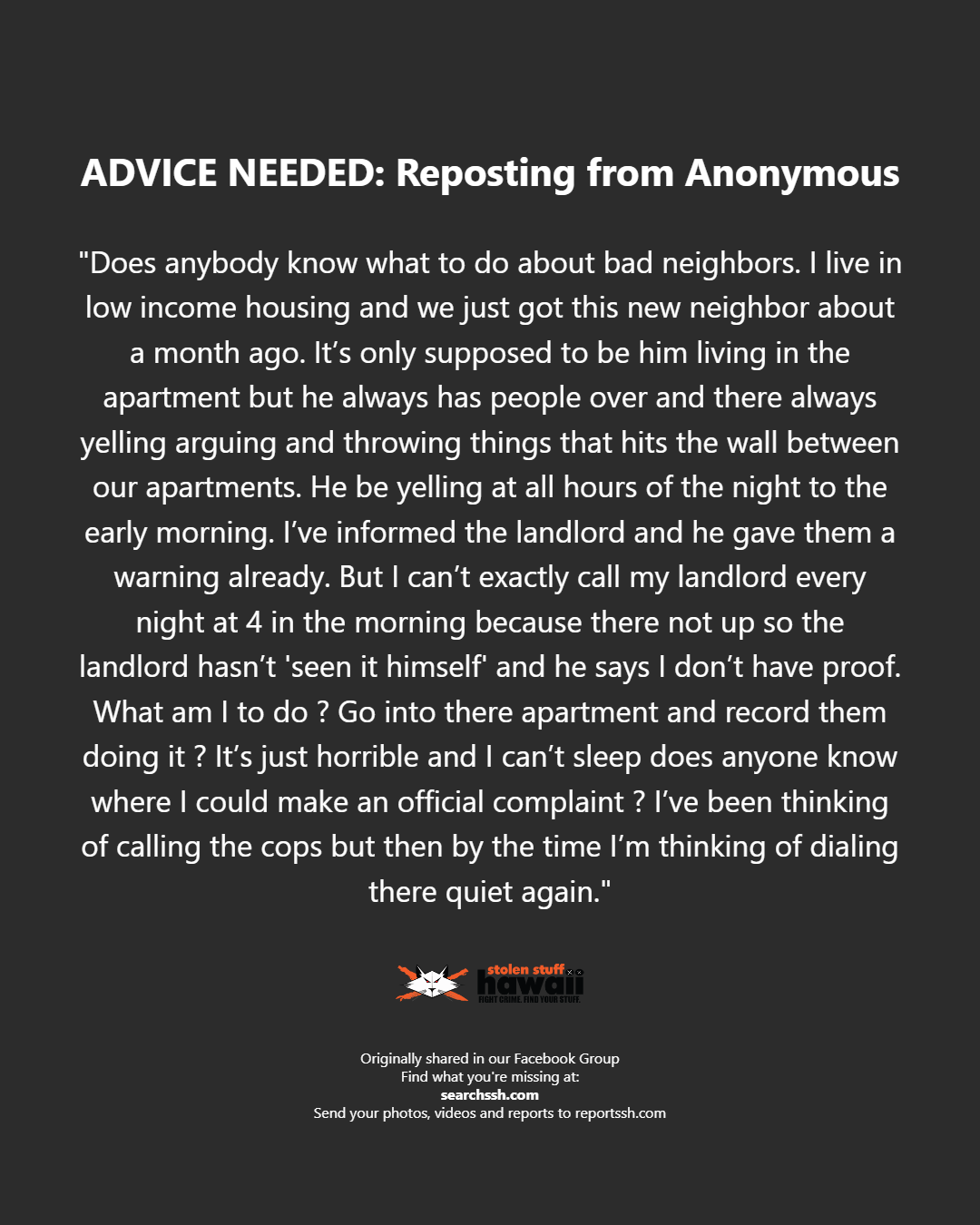 ADVICE NEEDED - Oahu | Stolen Stuff Hawaii