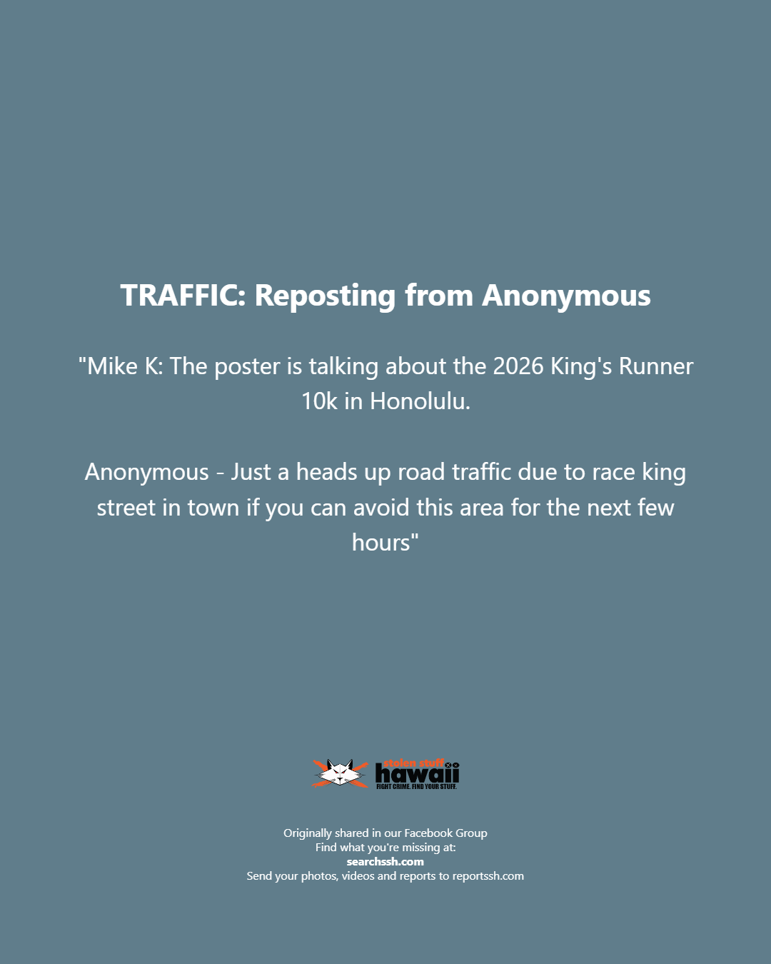 TRAFFIC - Oahu | Stolen Stuff Hawaii