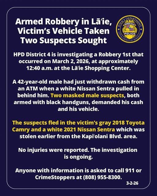 ROBBERY - Oahu | Stolen Stuff Hawaii