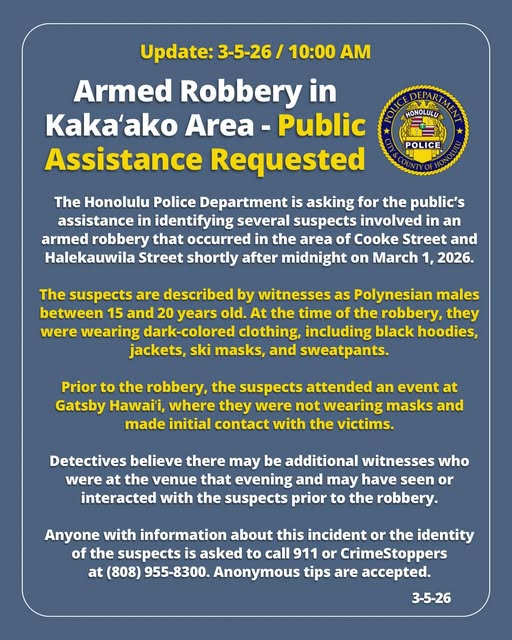 ROBBERY - Oahu | Stolen Stuff Hawaii