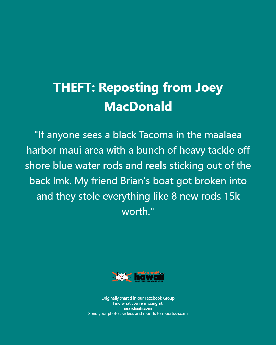 THEFT - Oahu | Stolen Stuff Hawaii