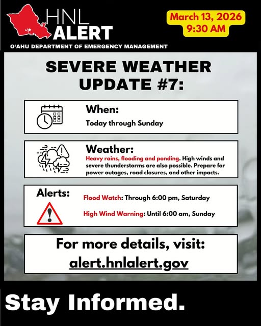 WEATHER ALERT - Oahu | Stolen Stuff Hawaii