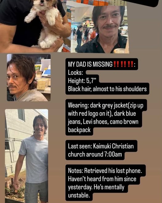 MISSING PERSON - Oahu | Stolen Stuff Hawaii
