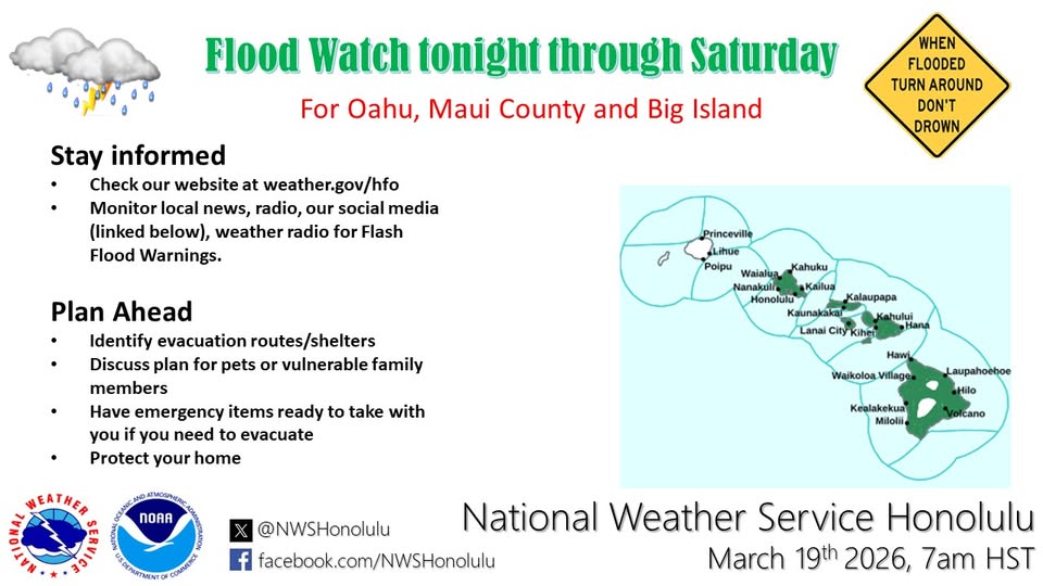 WEATHER ALERT - Oahu | Stolen Stuff Hawaii