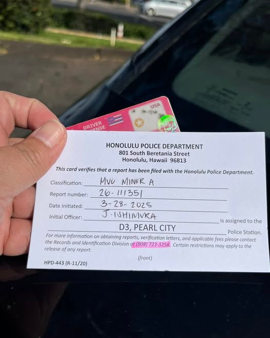 HIT AND RUN - Oahu | Stolen Stuff Hawaii