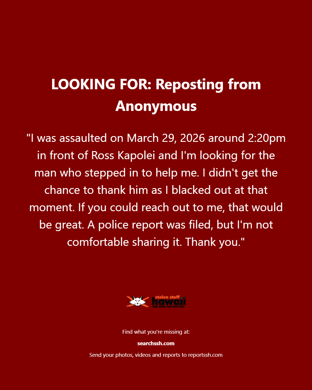 ADVICE NEEDED - Oahu | Stolen Stuff Hawaii