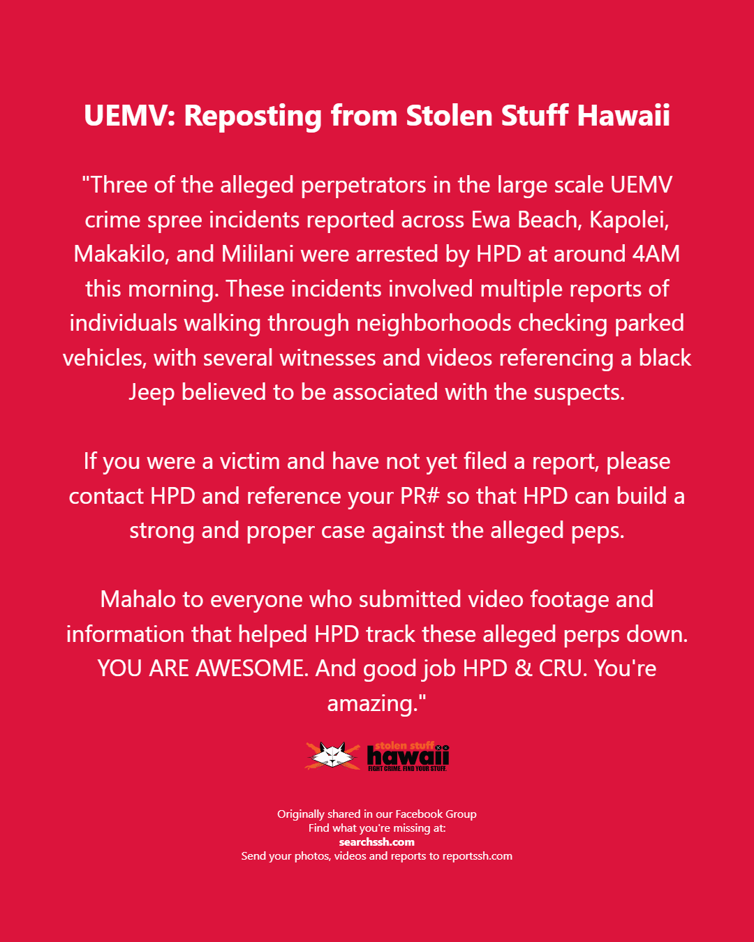 UEMV - Unknown | Stolen Stuff Hawaii