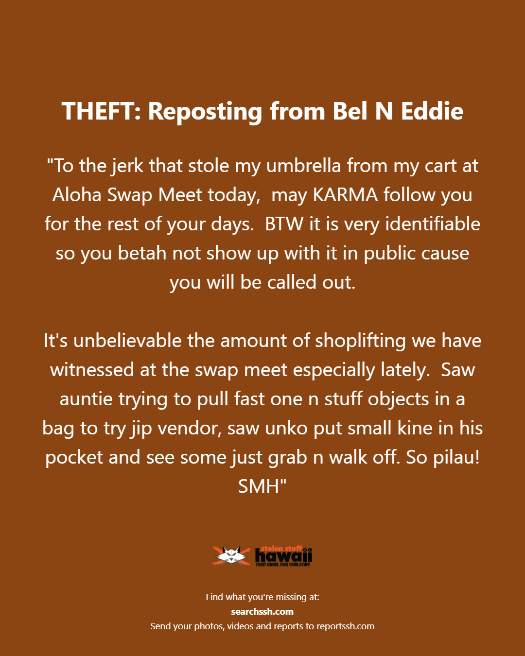 THEFT - Oahu | Stolen Stuff Hawaii