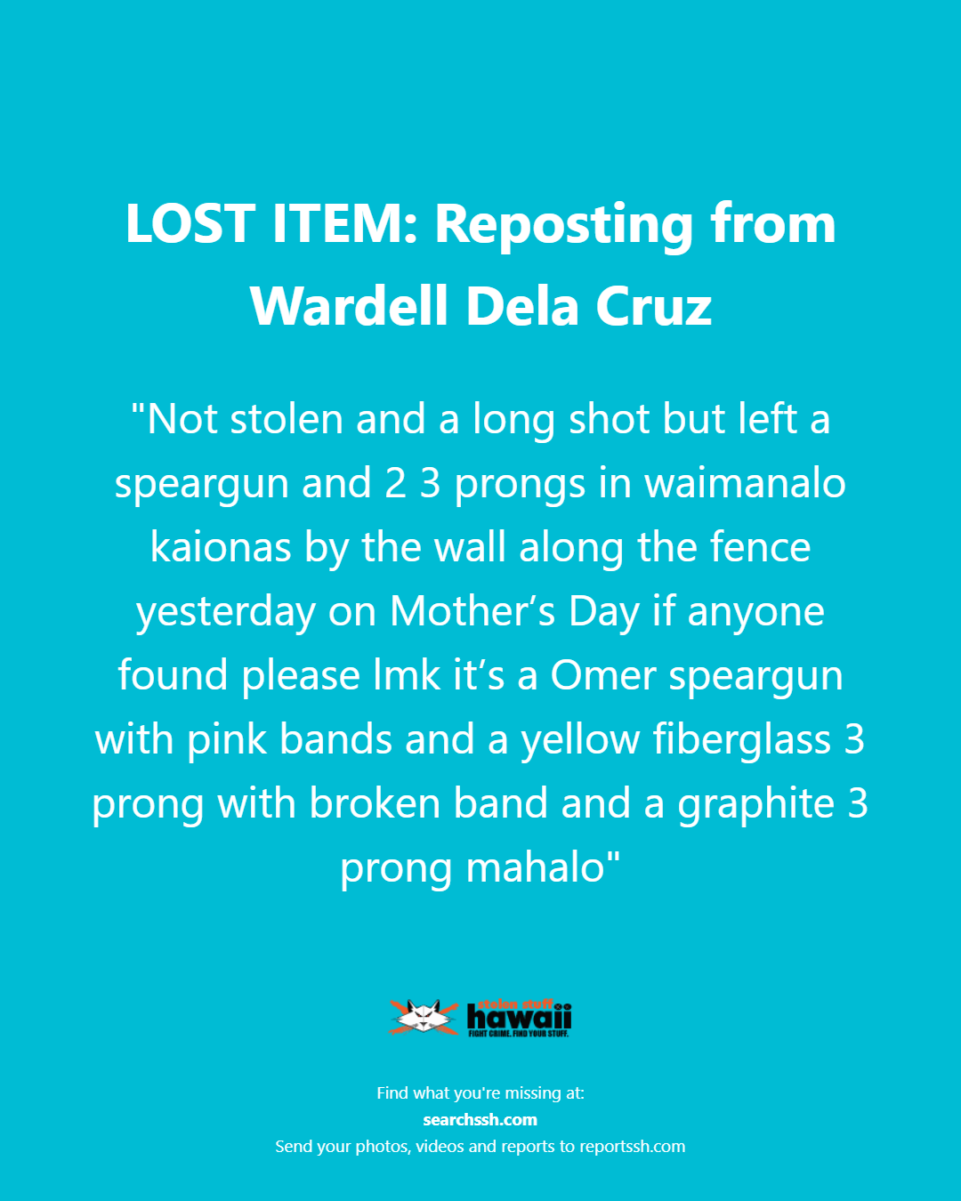 LOST ITEM - Oahu | Stolen Stuff Hawaii