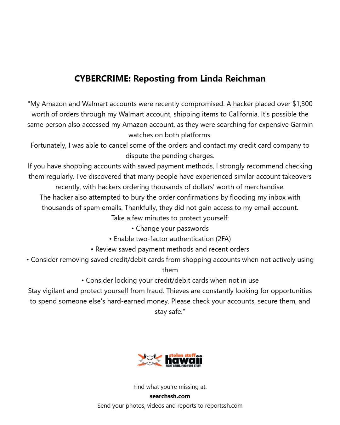CYBERCRIME - Oahu | Stolen Stuff Hawaii