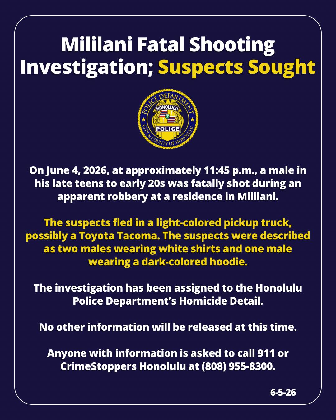 HPD OFFICIAL - Oahu | Stolen Stuff Hawaii
