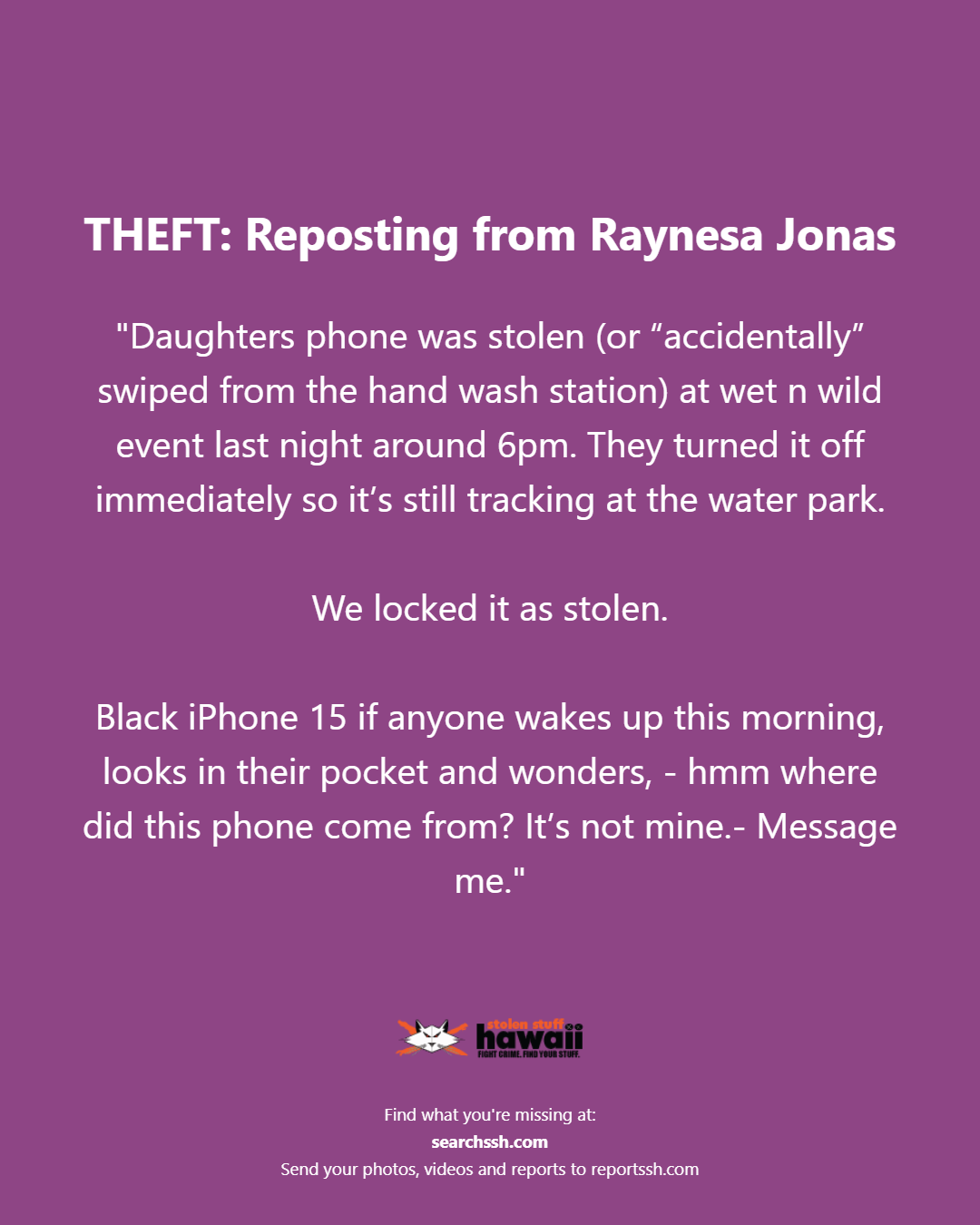 THEFT - Oahu | Stolen Stuff Hawaii