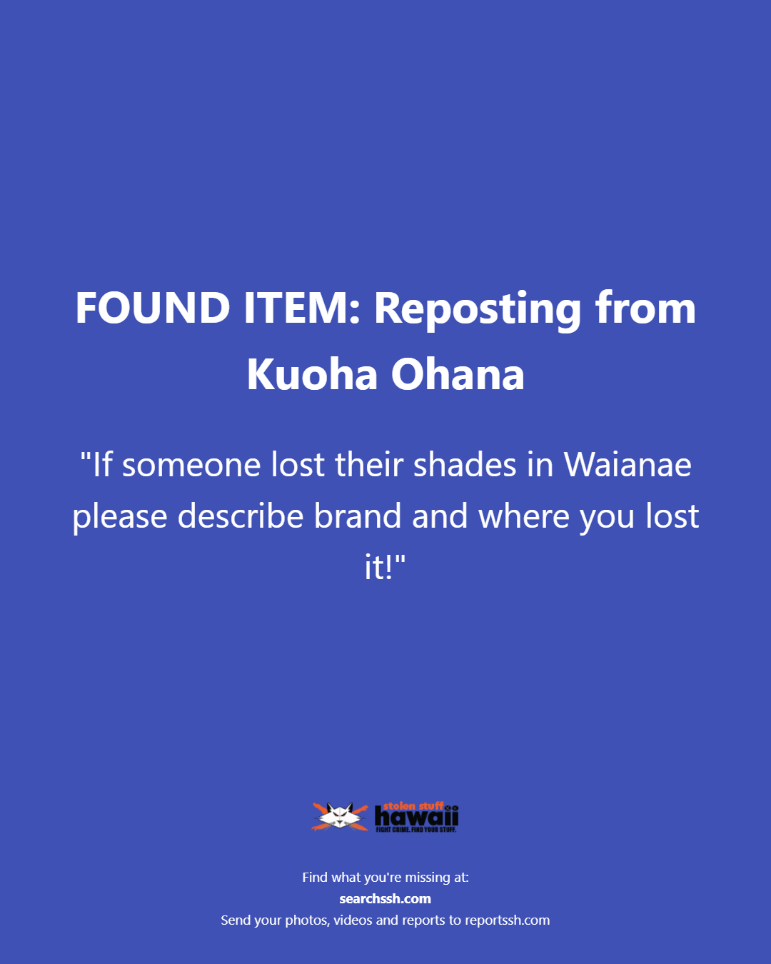 FOUND ITEM - Oahu | Stolen Stuff Hawaii