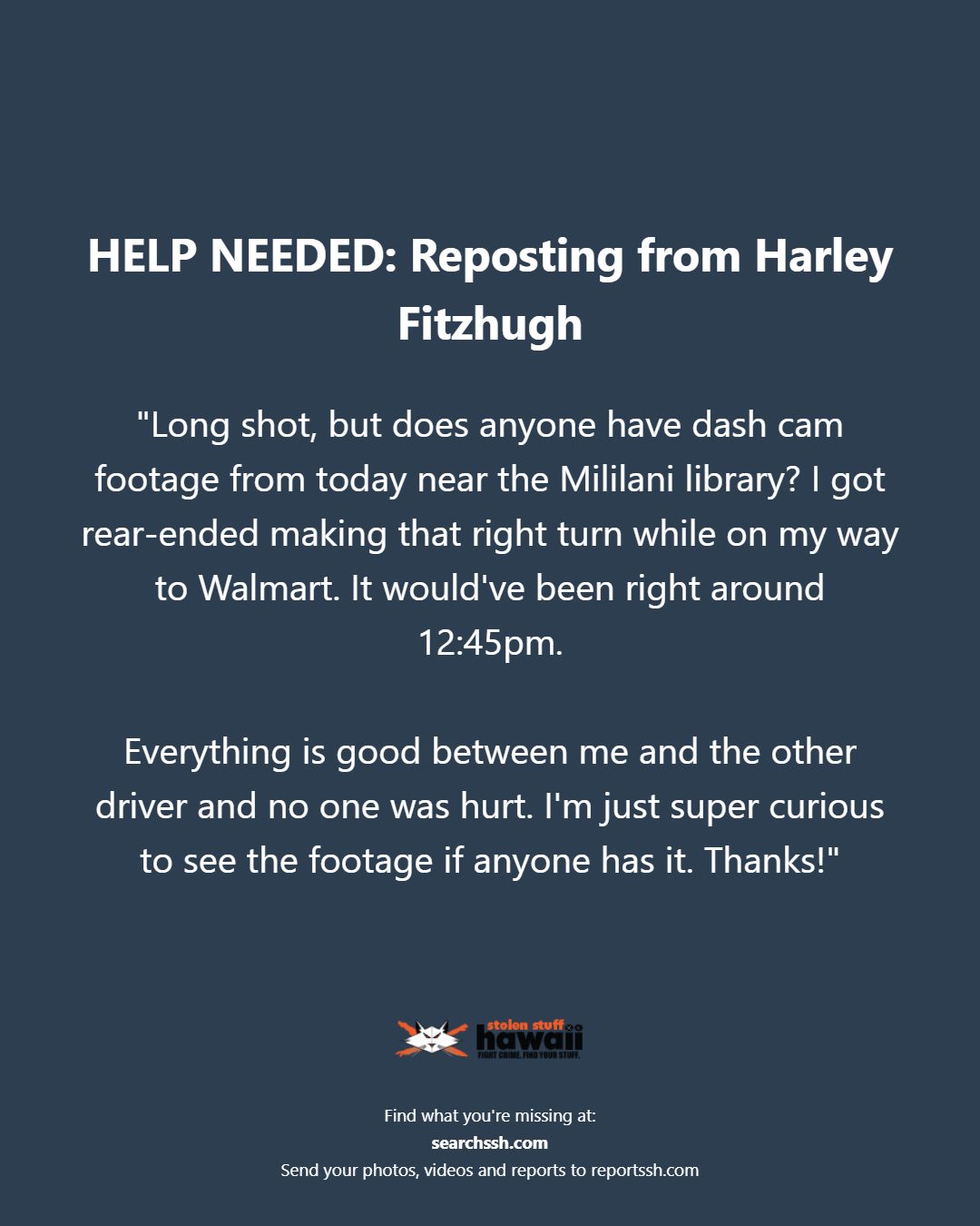 HELP NEEDED - Oahu | Stolen Stuff Hawaii