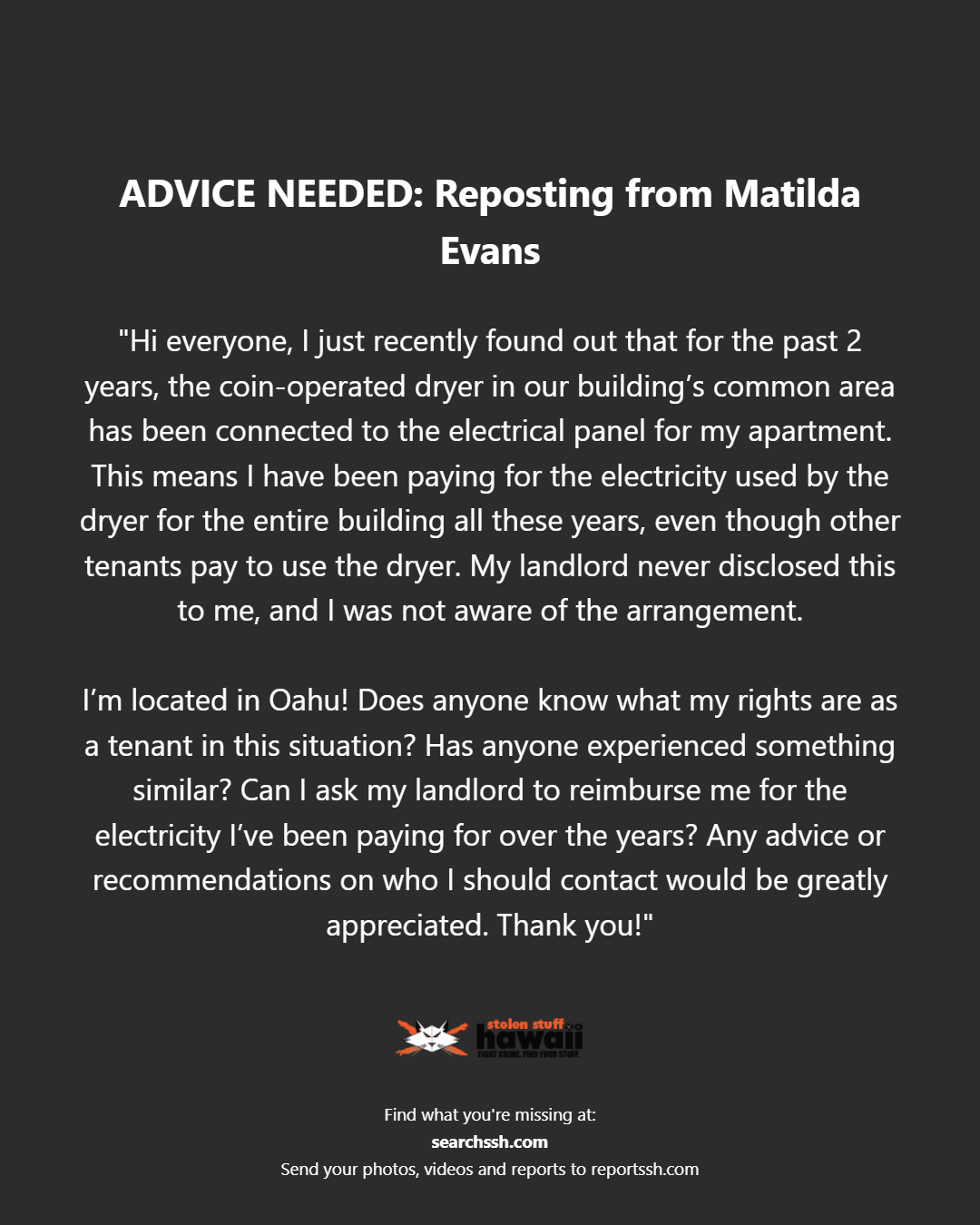 ADVICE NEEDED - Oahu | Stolen Stuff Hawaii