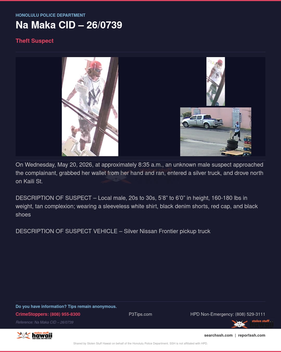 THEFT - Honolulu | Stolen Stuff Hawaii