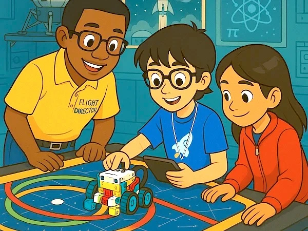 Personajes trabajando en robots AI
