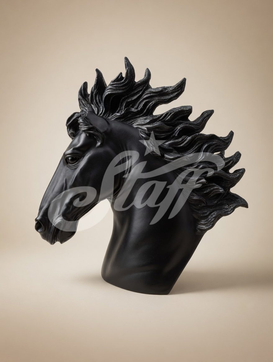 Cabeza de Caballo Negra Decorativa