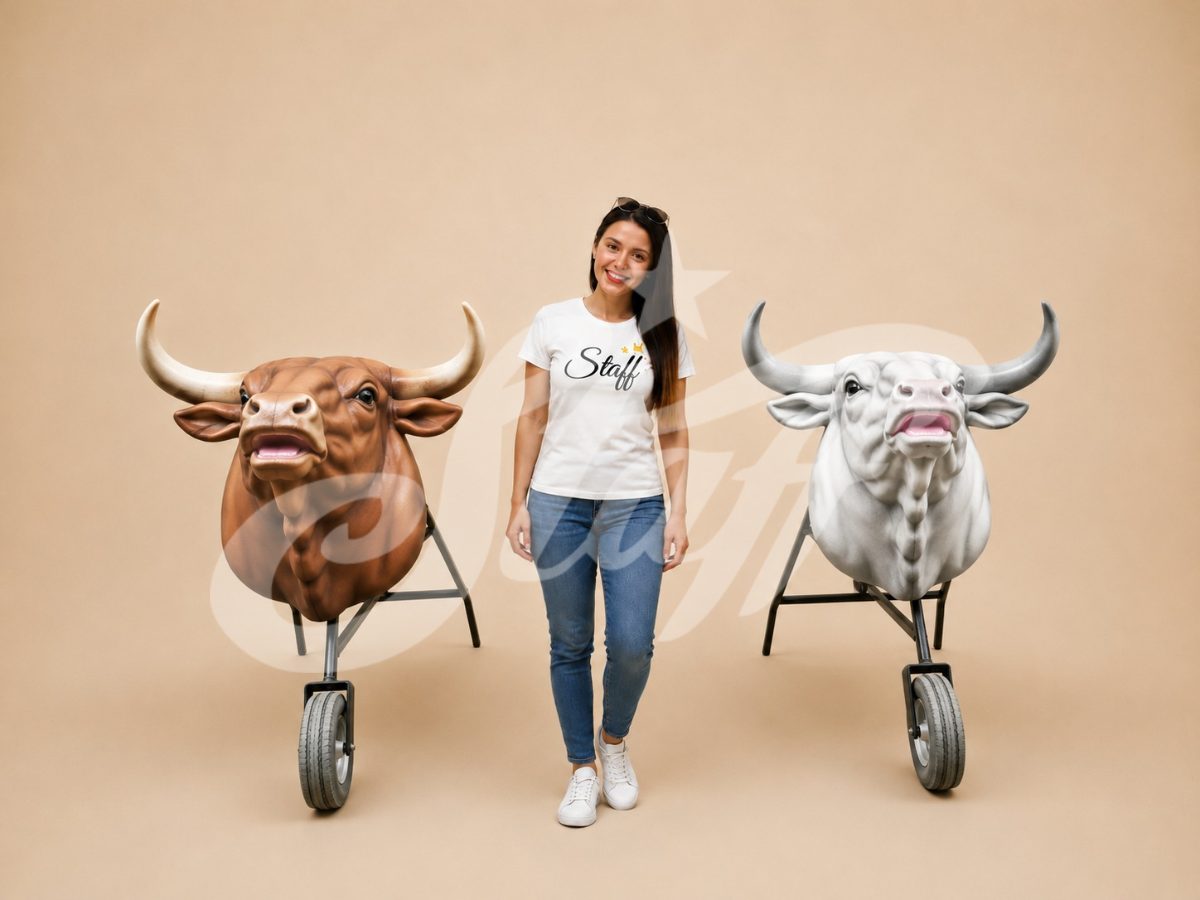 Cabezas de Toro Decorativas con Ruedas