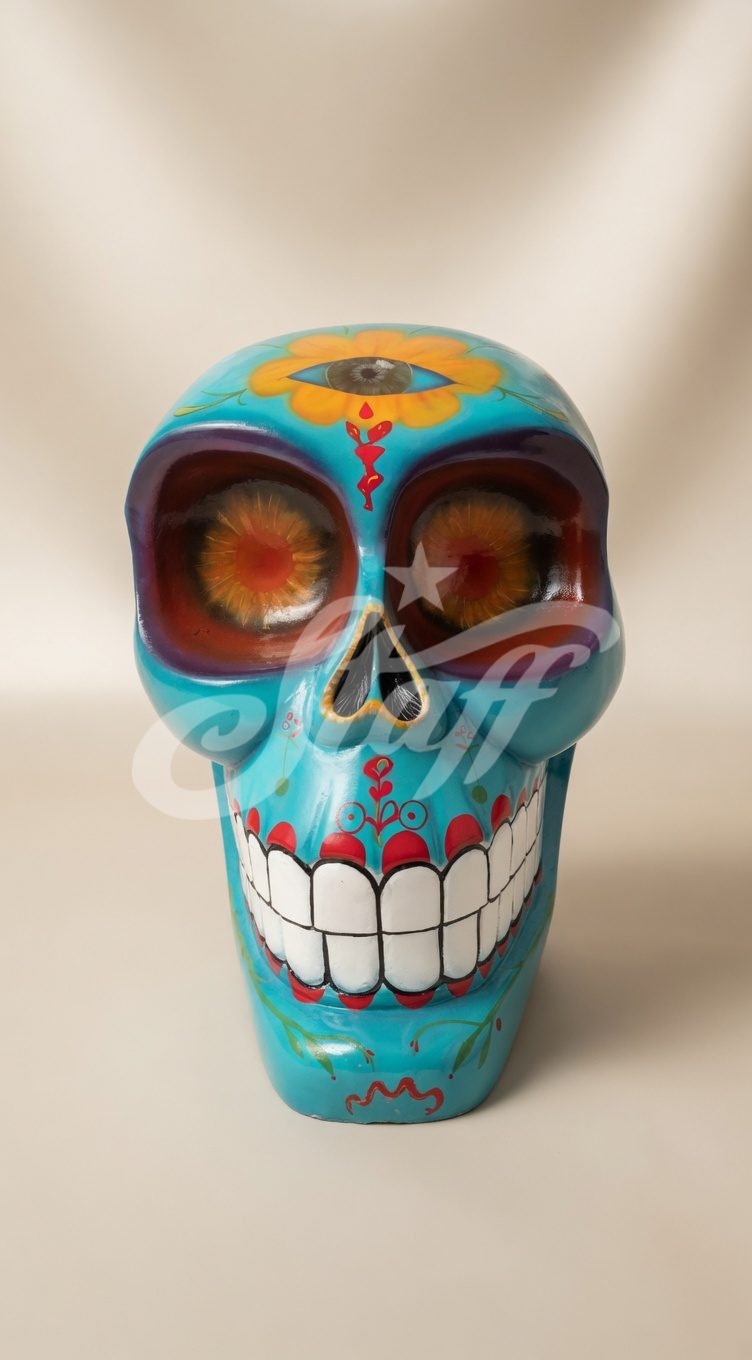 Calavera Turquesa Decorativa Día de Muertos