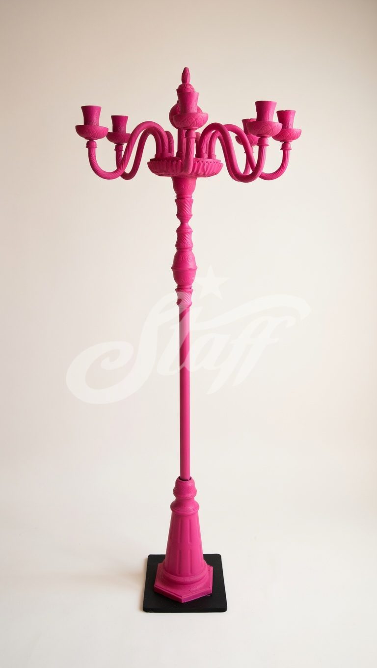 Candelabro de Pie Neón Rosa y Negro 