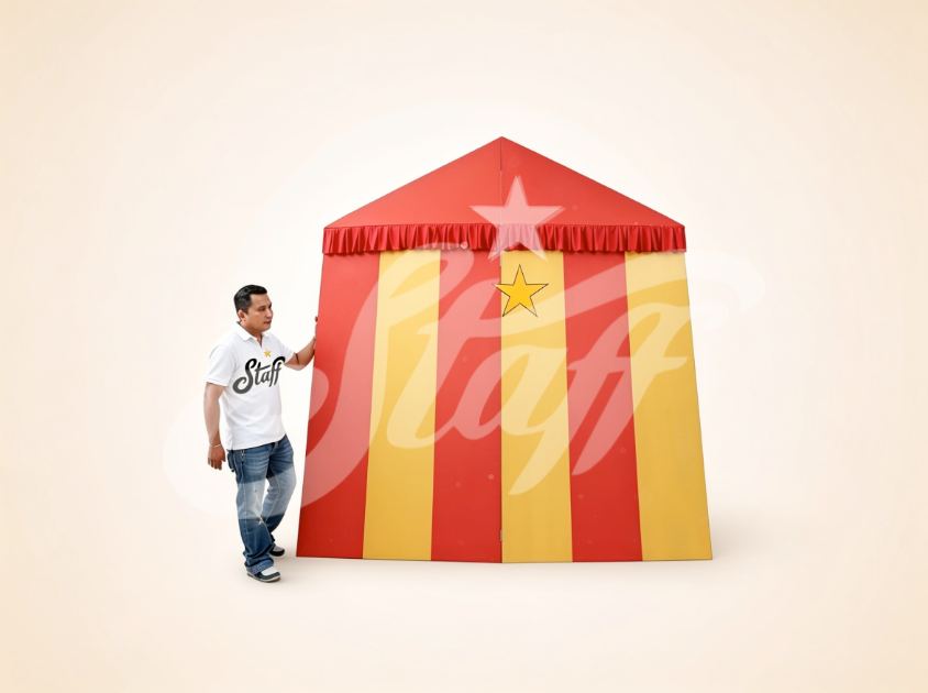 Carpa Circo Vintage Rayas Rojo Amarillo