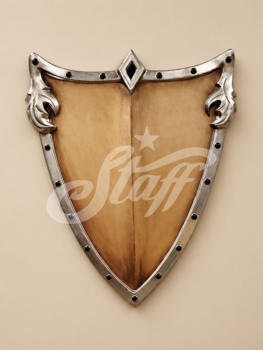 Escudo Medieval Plateado con Piel