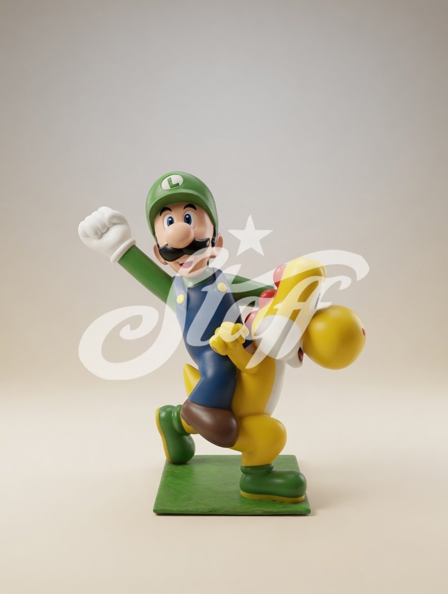 Luigi con Yoshi - Figura Decorativa