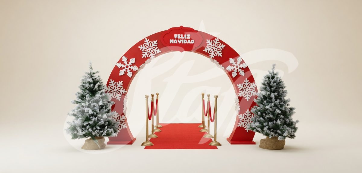 Arco Navideño con Alfombra Roja