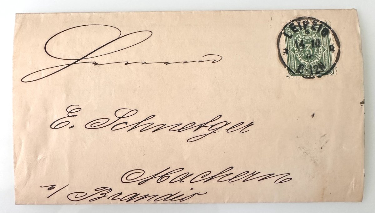 Antique German Empire Folded Letter Cover, Leipzig 1878, 3 Pfennige Deutsches Reich Stamp