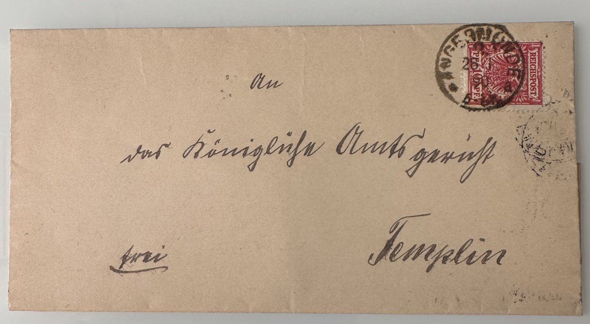 Antique German Empire Cover – Nebra to Templin – Deutsche Reichspost 10 Pfennig