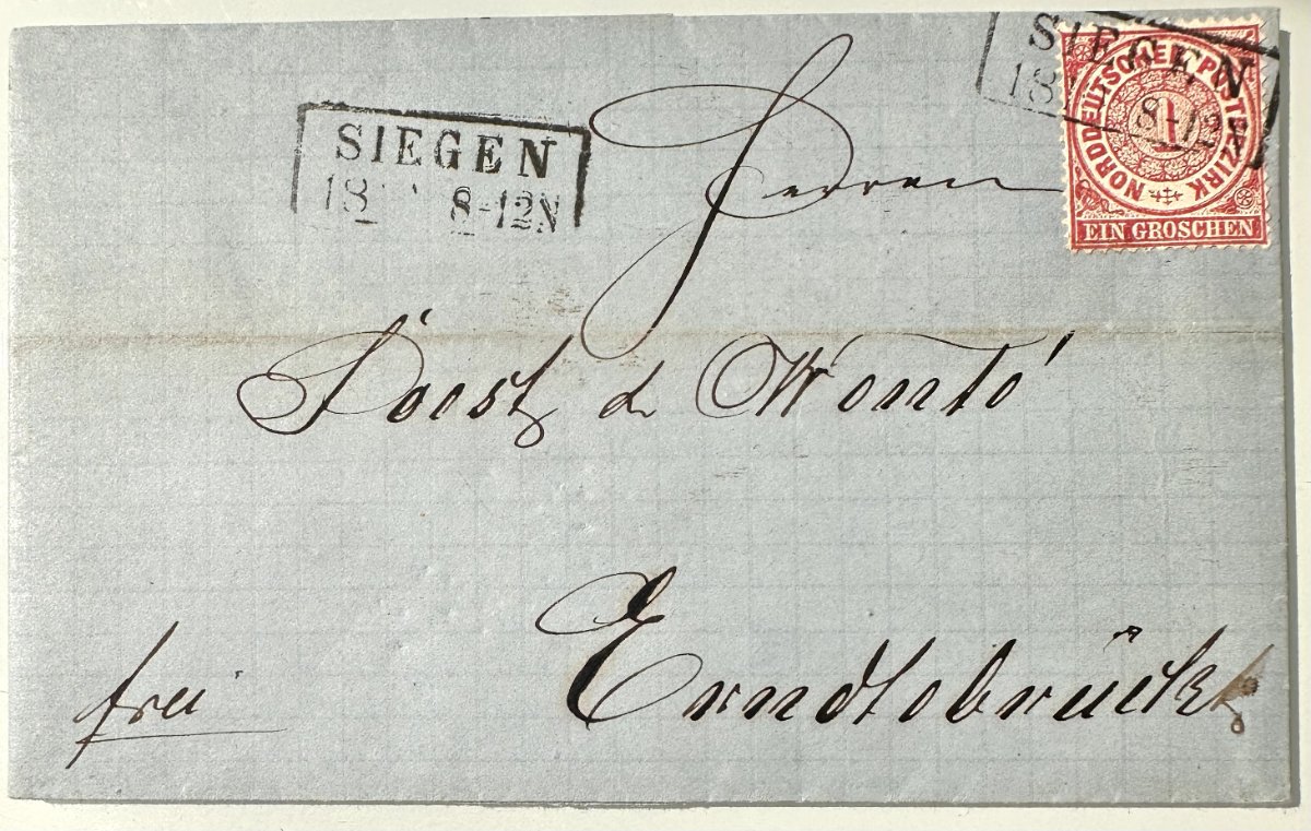 Antique North German Confederation Letter 1871 – Siegen to Erndtebrück – 1 Groschen