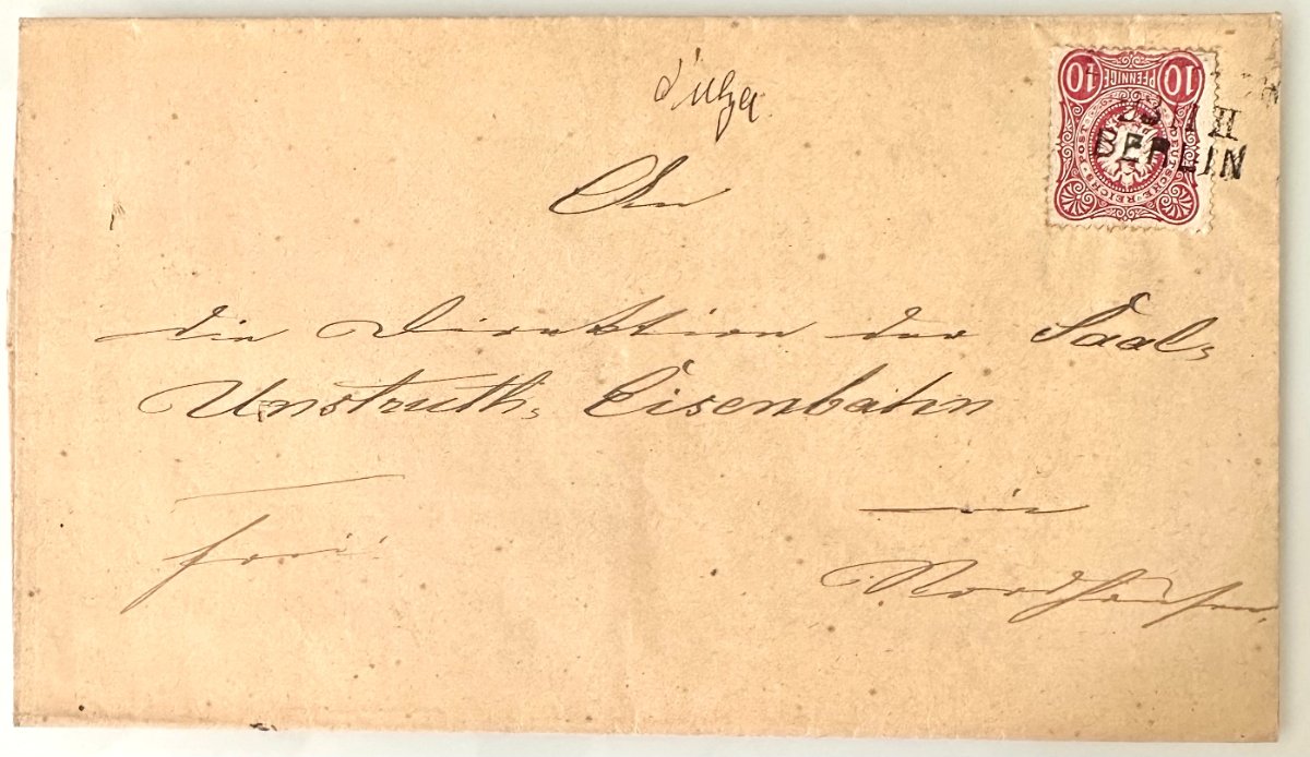 c.1880s German Empire cover Berlin – Eisenach Saal‑Unstrut Railway, 10 Pfennig stamp