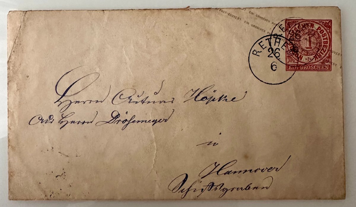 c.1870s German 1 Groschen postal stationery cover Rethem – Hannover