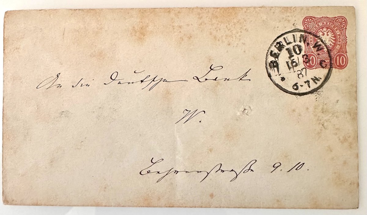 1887 German Empire cover from Berlin with 10 Pfennig stamp and clear postmarks