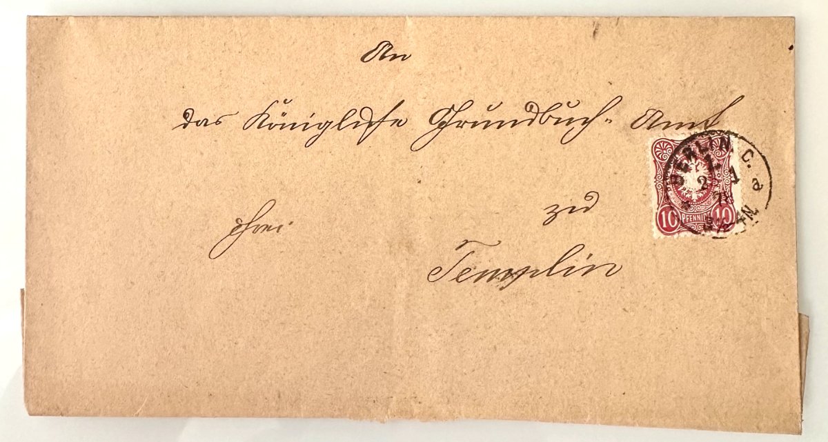 German Empire Cover, 10 Pfennig Reichspost, Official Mail to Templin Grundbuchamt