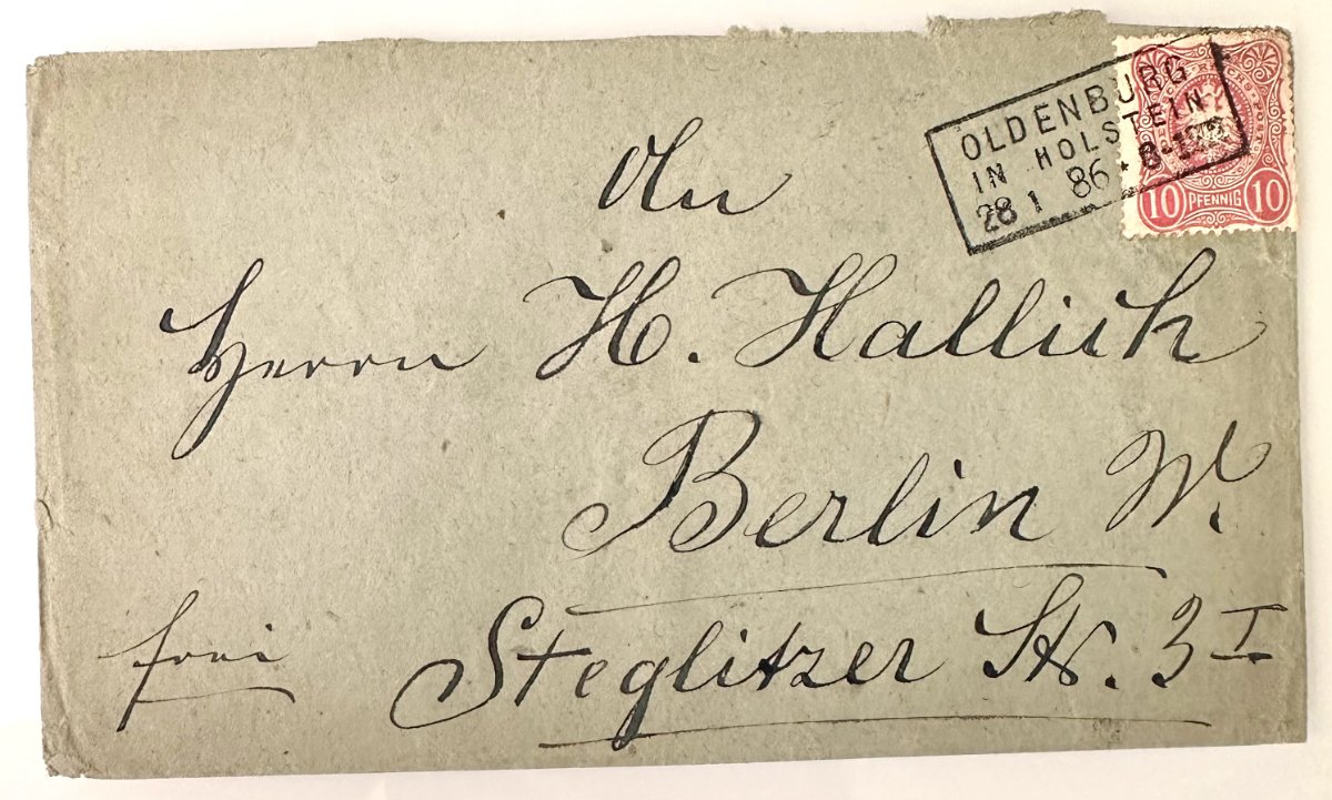 1886 German Empire cover Oldenburg in Holstein to Berlin with 10 Pfennig stamp