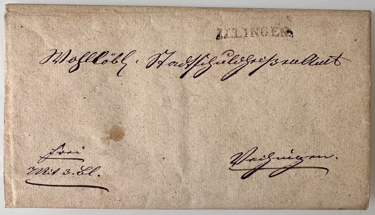 Antique German Pre-Stamp Official Letter 1834 – Vaihingen – Württemberg