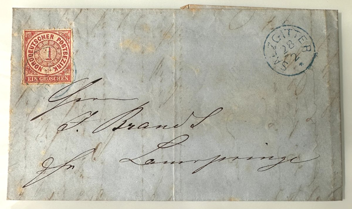 Antique North German Confederation Letter – 1 Groschen Stamp – Lamspringe, 1868-1871